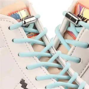 Kids And Adults Elastic No Tie Shoe Laces Polyester Lazy Laces With Golden Metal Button Capsule Buckle For Sneakers