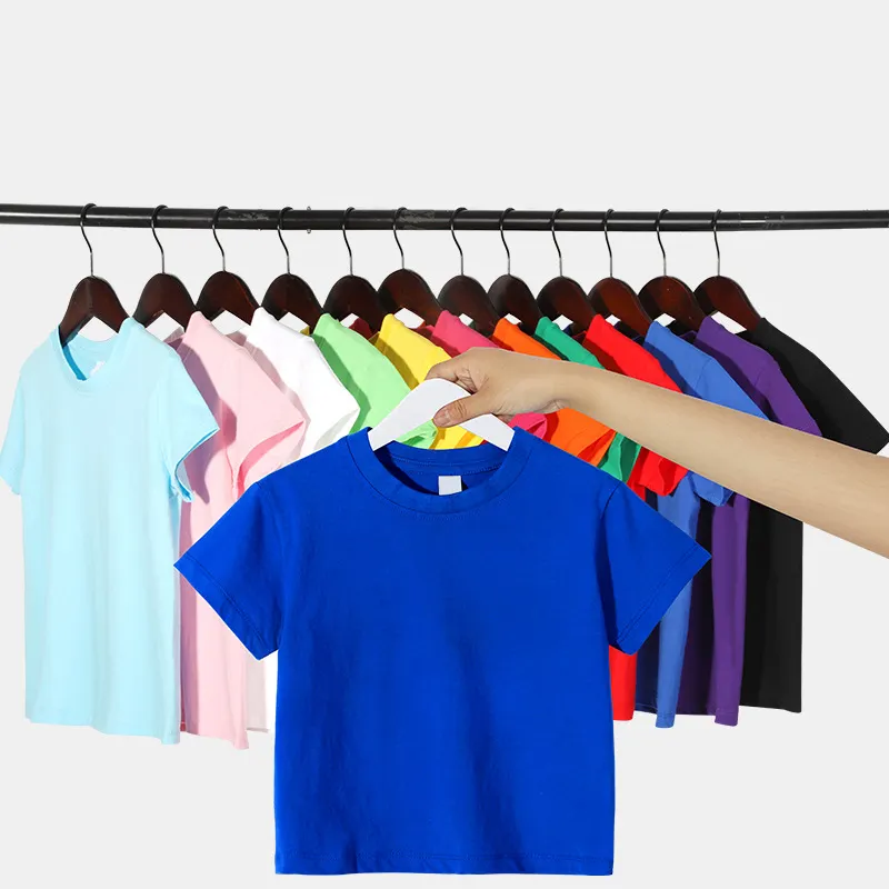 Ananbaby Camiseta de algodão unissex de alta qualidade para crianças, roupas de verão de algodão redondo, camisetas de manga curta