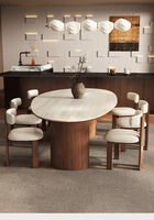 Table à manger ovale en bois blanc pour usage domestique