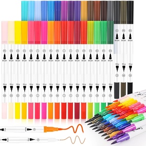 48 Colors Acrylic <b>Paint</b> Markers <b>Set</b> Brush Tip Direct Liquid Acrylic Markers Permanent Color Marker for DIY Rock Painting - Product Image 1