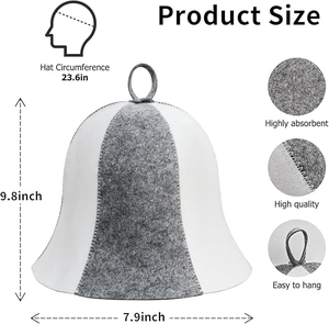 Banya femmes et hommes plaine noir blanc gris feutre Sauna Cap <span class=keywords><strong>bonnet</strong></span> de douche pour le nettoyage du <span class=keywords><strong>bain</strong></span> - Product Image 3