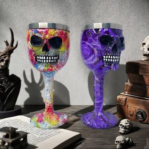 Graffiti for Sculpted Wine <b>Glass</b> Retro Personalized Epoxy Resin Ghost Head Goblet Creative Bar Household Halloween <b>Ornament</b> - Product Image 2