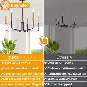 TSINYE <span class=keywords><strong>Lustre</strong></span> antique à 6 lumières, style bougie, style empire, grande branche classique, suspension en <span class=keywords><strong>fer</strong></span> forgé pour salle à manger et salon - Product Image 3