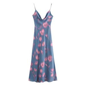 <span class=keywords><strong>Été</strong></span> 2024 Beach Print Slip Maxi Women Dress Thin Straps Evening Sexy Backless Long Dresses - Product Image 4