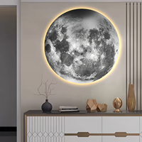 Lune Terre Ronde LED Peinture Salon Couloir Suspendu Peinture Lit Principal Tête Fond Mur Art Décor À La Maison Peinture