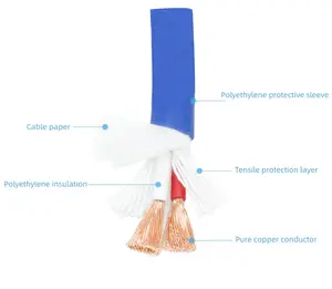 蓝色2芯1平方毫米音频电缆柔性AWG 17铜扬声器线OFC用于条形17规格扬声器电缆