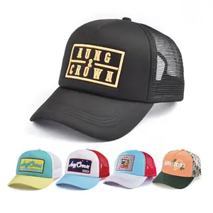 도매 재고 드롭 쇼핑 패션 인기 다채로운 여름 5 패널 거품 야구 모자 사용자 정의 인쇄 빈 트럭 운전사 모자 메쉬