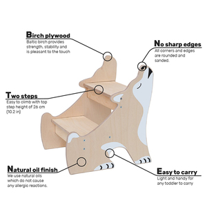 Modern Wooden Step <b>Stool</b> for Kids Bedtime for Farmhouse Decor - Product Image 3