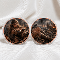 Pièce de monnaie en cuivre pur 1 once, double face, avec impression 3D et 2D, motif Chevalière viking et Valférie, pièce de défi, médaille de collection de la mythologie nordique