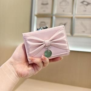 Japanese Style Fashion Bowknot Portable Wallet Women's High-end Bright Leather Three-fold Coin <b>Purse</b> Multi-function Short - Product Image 2