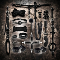 Ensemble de 11 pièces de matériel de bondage en cuir BDSM Netphi, kit de restraints pour adultes et couples, comprenant une bouche muette, une bandeau pour les yeux et un collier.