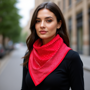 Foulard quadrato a pois 70x70cm, accessorio moda da donna - Product Image 3