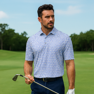 Logo personalizzato di design leggero elastico stampa grande Polo da Golf di alta qualità oversize per gli uomini - Product Image 3