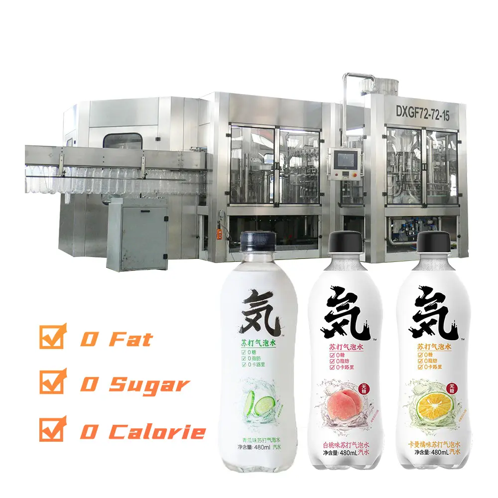 Automatic soda water making Bottling Plant PET Glass bottled carbonated Soft drinks filling machine