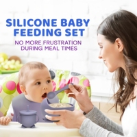 Ensemble de sevrage classique en silicone pour bébé, sans BPA, bavoir anti-fuite, bol à ventouse, assiette, cuillère, fourchette, vaisselle pour enfants