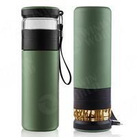 Bouteille d'eau Portable à Double paroi en acier inoxydable 450 sans BPA, facile à torsadé, 304 ML, 2 pièces, séparation pour brassage de thé
