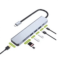Dock Ekspansi Tipe-C 7-in-1 USB C Hub 4K30Hz HDTV USB 3.0/2.0 SD/TF PD100W Pengisian Daya Kompatibel dengan Komputer Tersedia