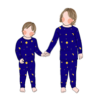 Promo Penjualan 2pcs Set Piyama Anak Musim Dingin Motif Bulan Bintang Bahan Bambu Nyaman Berkualitas Tinggi Buatan Pabrik Cina