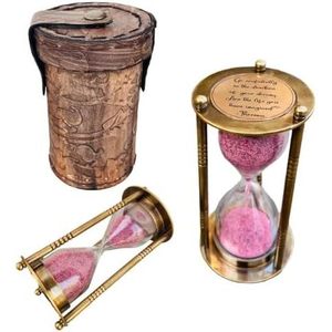 VARTH Sablier en laiton antique, petit minuteur à sable portable, décoration pour la maison et le bureau, style traditionnel, forme cylindrique - Product Image 6