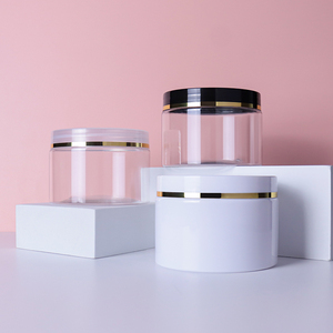 定制颜色300 500 600 800 1000 1200毫升广口罐宠物塑料奶油罐带盖 - Product Image 2