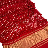 Elegante Saree Bandhani Gota Patti de Seda Suave con Teñido Anudado, para Fiestas y Bodas