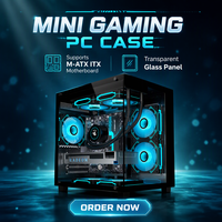 Casing PC MINI Tanpa Tiang AY, Kaca Transparan, Mendukung Motherboard Matx ITX, Pendingin Air 240
