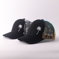 Casquette en maille brodée motif palmier, style décontracté urbain, en stock, vente en gros