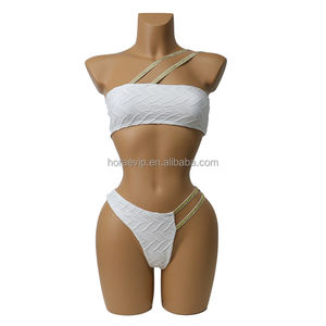 S647 vente en gros de luxe tissu spécial maillot de bain ensemble une épaule Bikini coupe haute maillots de bain string maillots de bain - Product Image 1