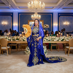 Robe de mariée traditionnelle somalienne Dirac, robes de mariée africaines élégantes, broderie en soie, coupe ajustée, écologique, coton classique, polyester - Product Image 3