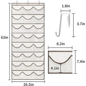 Over The Door Baseball Cap Organizer 24 Pockets <b>Hat</b> Rack Space Saving Storage For Closet Beige Oxford Material - Product Image 2