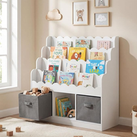 Étagère de rangement pour livres d'enfants, bibliothèque à 4 niveaux pour tout-petits, présentoir à livres en bois festonné pour salle de jeux, chambre d'enfant