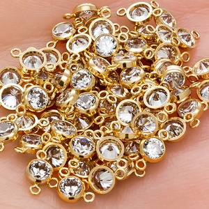 विंटेज गहने स्थायी जन्मस्टोन ज़िरकॉन ब्रैसलेट हार कनेक्टर सोने से भरा बेज़ेल सेटिंग गैर तिरश 14k - Product Image 3