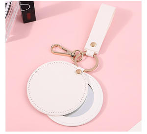 לוגו מותאם אישית מיני עגול עור איפור תיק מראה-מתנה לקידום נשים לאודם ועגיל - Product Image 2