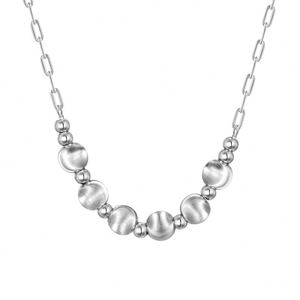 Collar con colgante de cinco círculos con cuentas de superficie pulida y cadena de eslabones chapada en oro de 18 quilates y rodio sobre plata S925, diseño delicado Dylam para mujer - Product Image 1