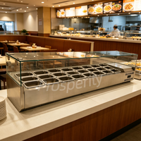 Comptoir de préparation de salades réfrigérées commercial de 180 cm, station de garnitures réfrigérée de comptoir avec positions pour bacs GN 1/9 pour restaurant