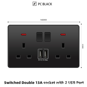 Presa Elettrica a Muro Standard UK Nera, Singola o Doppia, 13A, con Presa USB Tipo-C per Ricarica Rapida Universale - Product Image 5