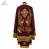 Chasuble de Pasteur Faite à la Main en Polyester Mat de Haute Qualité, Broderie Religieuse, Robe Catholique Chrétienne avec Bande Dorée, Vêtement Liturgique