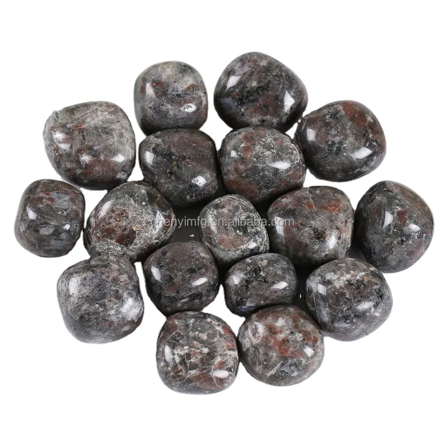 Grosir Yooperlite batu saku kristal alami Tumble batu UV aktif asli batu Chakra telapak tangan batu delima hitam untuk penyembuhan