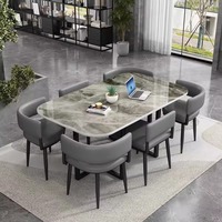 Ensemble de table et chaises de restaurant rondes modernes et colorées pour 6 personnes, pour café, mobilier commercial extérieur, plateau en MDF durable en métal