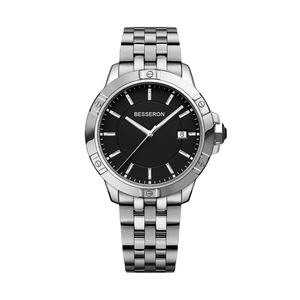 Custom Logo Stainless Steel Leather Strap Fashion <b>Quartz</b> Wristwatch for <b>Men</b> 40mm Trendy 10ATM Waterproof - Product Image 4