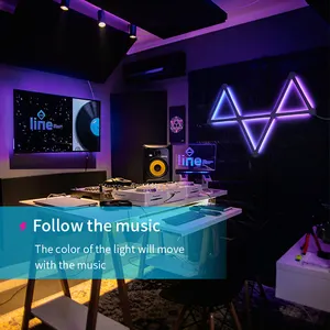 RGB akıllı üçgen LED ışıkları renkli segmentli kontrol müzik duvar lambası akıllı ortam ışığı kurulu