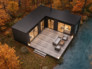 Casetta Prefabbricata <span class=keywords><strong>in</strong></span> Acciaio con Design Moderno per Vacanze e Uso Esterno <span class=keywords><strong>in</strong></span> Foresta, con Soggiorno e Bagno - Product Image 5