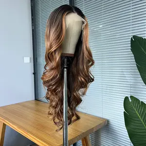 13x4 синтетический парик на фронтальной сетке 24 "длинный Омбре коричневая волна завиток, термобезопасный синтетический парик для волос для женщин, натуральный