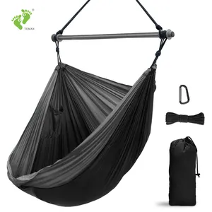 Longson Garden Outdoor 2 Tone 210T Nylon Swing Sofa Adult Lightweight Patio Swing Chair Hanging With Adjustable Stand