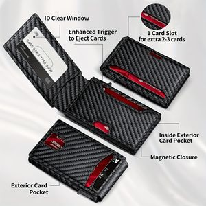 Cartera Minimalista de Fibra de Carbono y Cuero PU con Logotipo Personalizado, Cartera para Hombre de Alta Calidad con Ventana Transparente para Identificación y Tarjetas - Product Image 5