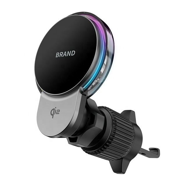 2025 New Qi2 MPP 15W Qi2.2 25W Magnetic Wireless Car Charger with Active Cooling & RGB Colorful Lights