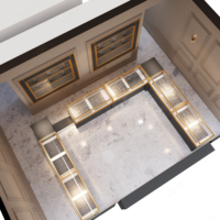 Sundo : Conception de kiosque de bijouterie de luxe sur mesure, vitrine de présentation de bijoux, comptoir, équipements de magasin tout-en-un pour centre commercial