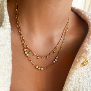 MYNECK Trendy 18K Chapado en oro Acero inoxidable Navidad Nueva moda Aspecto en capas con collar de circón a buen precio para <span class=keywords><strong>VSCO</strong></span> GIRL - Product Image 5