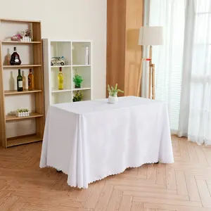 聚酯白色银派对家庭酒店宴会婚礼 120英寸缎桌布
