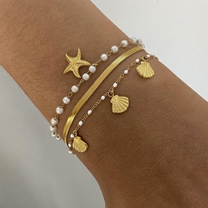 Pulsera Hawaiana de Acero Inoxidable 316L Chapada en Oro de 14k/18k de Lujo Personalizada y Resistente al Deslustre para Mujer - Product Image 1